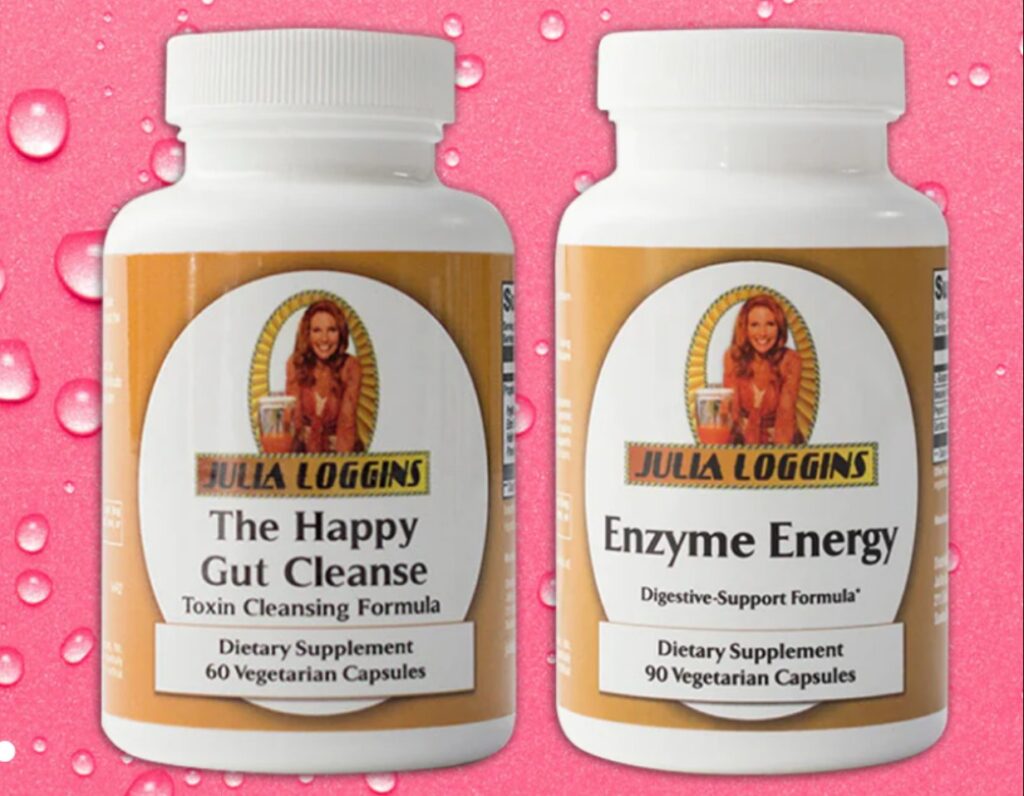 Julia's two most popular products for enhancing digestive healing. Happy Gut Cleanse, and Enzyme Enerby