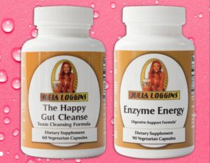 happy gut cleanse and Enzyme Energy by Julia Loggins to heal indigestion and other serious gut issues