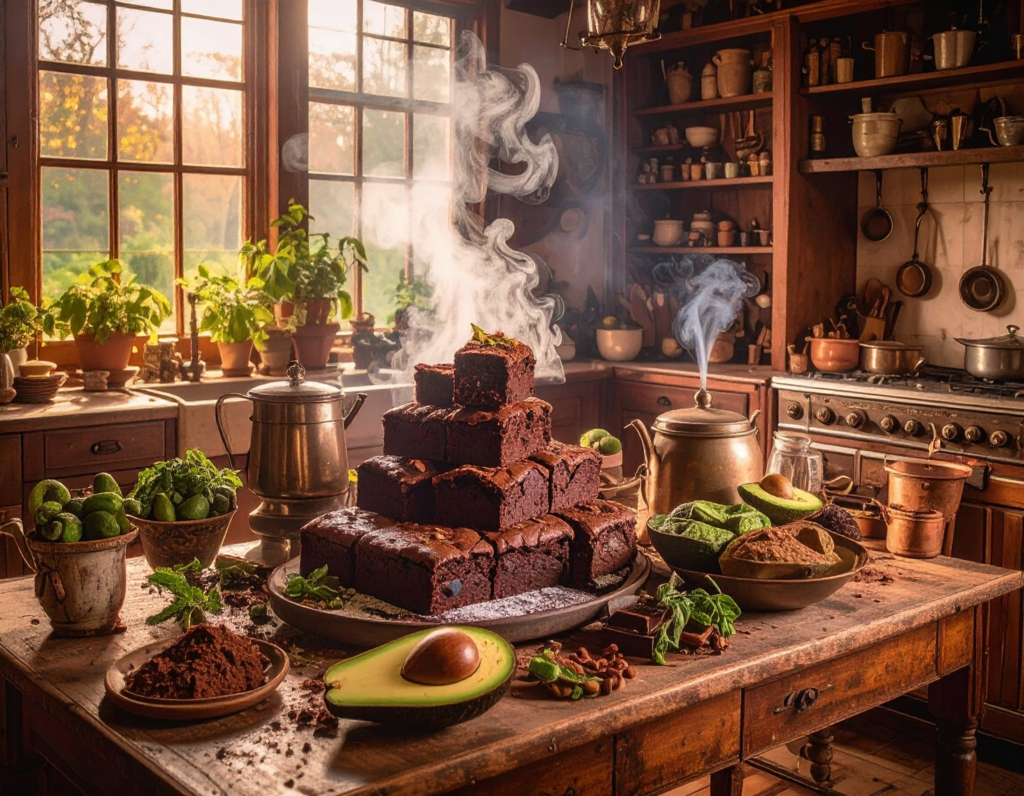 showing fresh hot gut-friendly avocado brownies, made, gut-friendly and grain-free